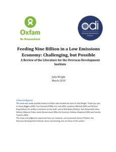 Feeding Nine Billion in a Low Emissions Economy: Challenging, but Possible A Review of the Literature for the Overseas Development Institute